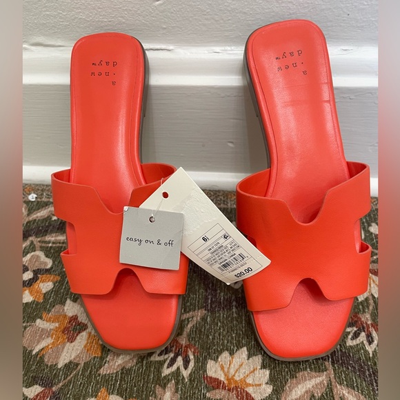 NWT A New Day Nina Slide Sandals in orange size 6.5 - Picture 3 of 5